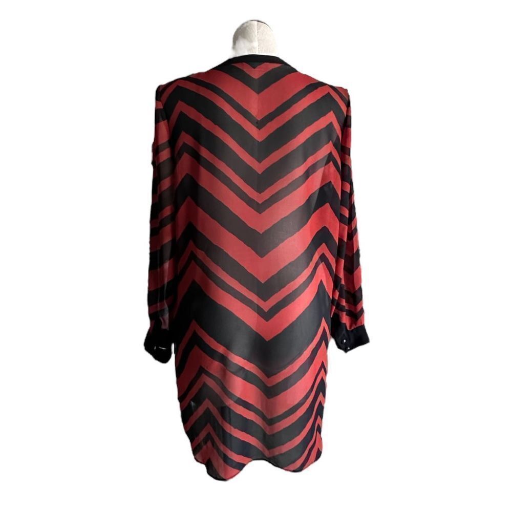 Susan Graver Women’s Burnt Orange Chevron Print High-Low‎ Blouse Size 16 - Picture 4 of 7